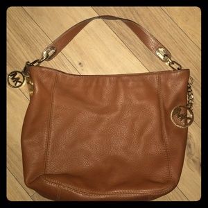 Michael kors leather shoulder purse acorn color